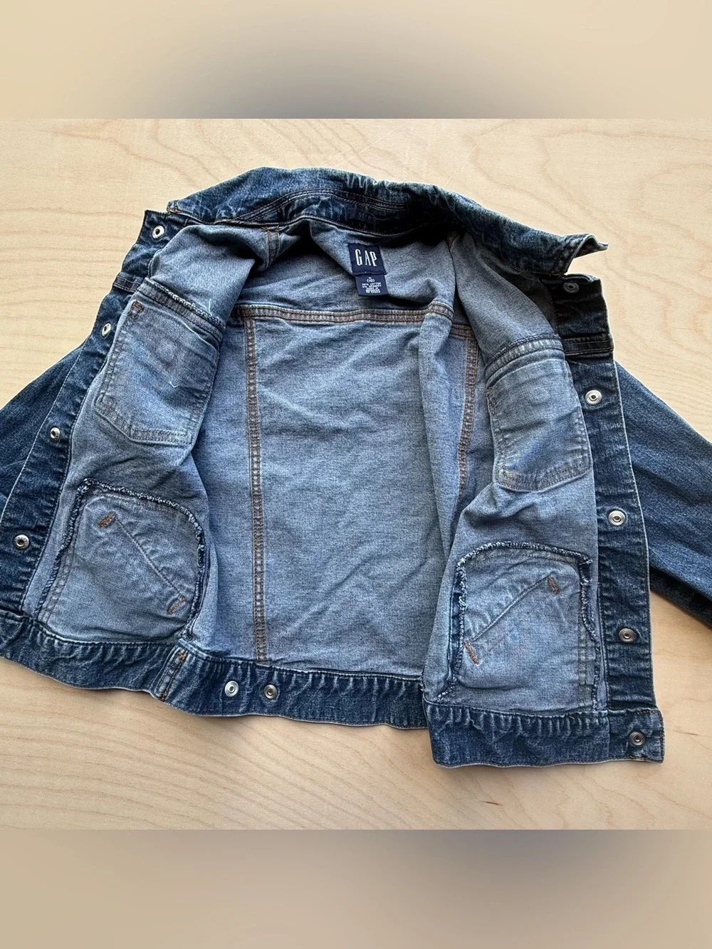 Gap Kids Dark Wash Cotton Denim Jean Button Down Long Sleeve Jacket size L (10)
